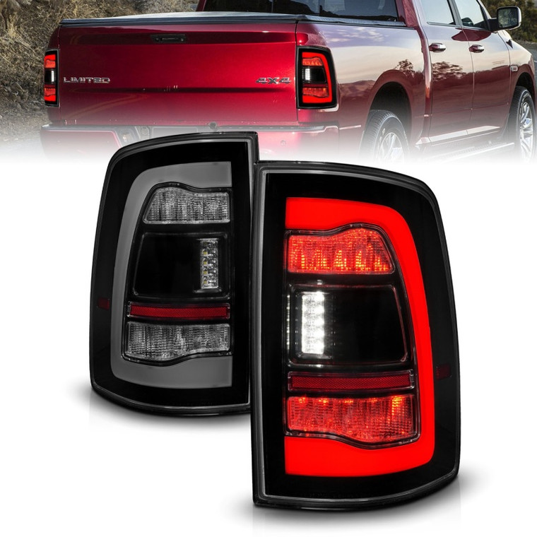 ANZO 09-18 Dodge Ram 1500 Sequential LED Taillights Smoke Black