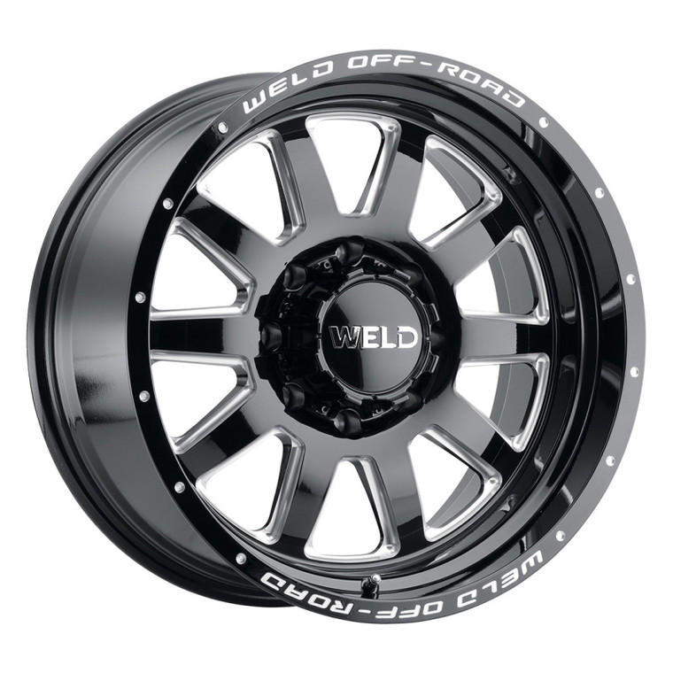 Weld W102 20X12 Stealth 8X165.1 ET-44 BS4.75 Gloss Black MIL 125.1