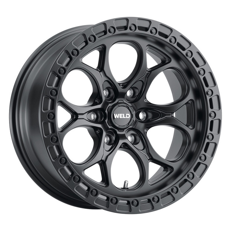 Weld W108 18X9 Ledge 6X139.7 ET00 BS5.00 Satin Black / Black Ring 106.1