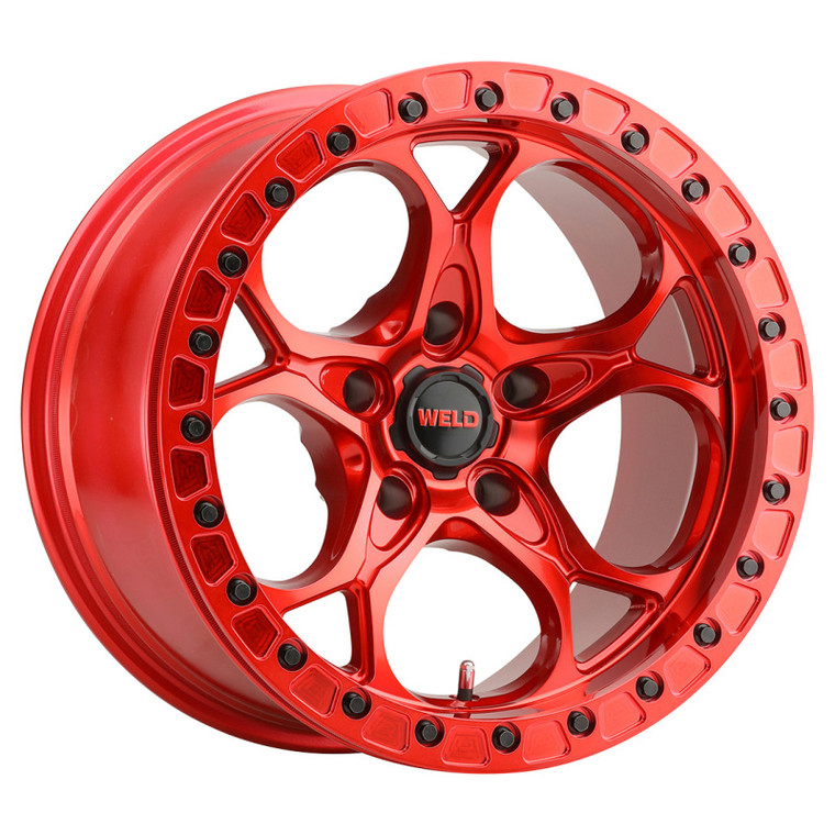 Weld W906 17X10 Ledge Beadlock 5X127 ET-25 BS4.50 Candy Red / Red Ring 71.5