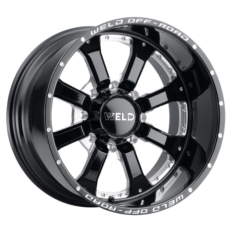 Weld W125 20X10 Granada Eight 8X180 ET-18 BS4.75 Gloss Black MIL 124.3