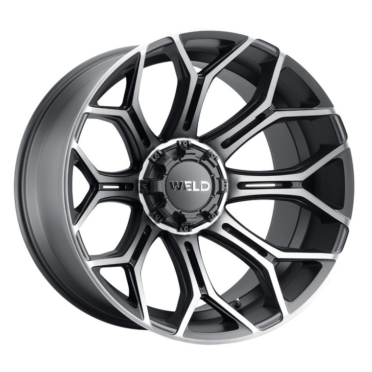 Weld W112 24X14 Gradient 5X139.7 5X150 ET-70 BS4.75 Satin Black w/ Machine Lip DDT 110.2