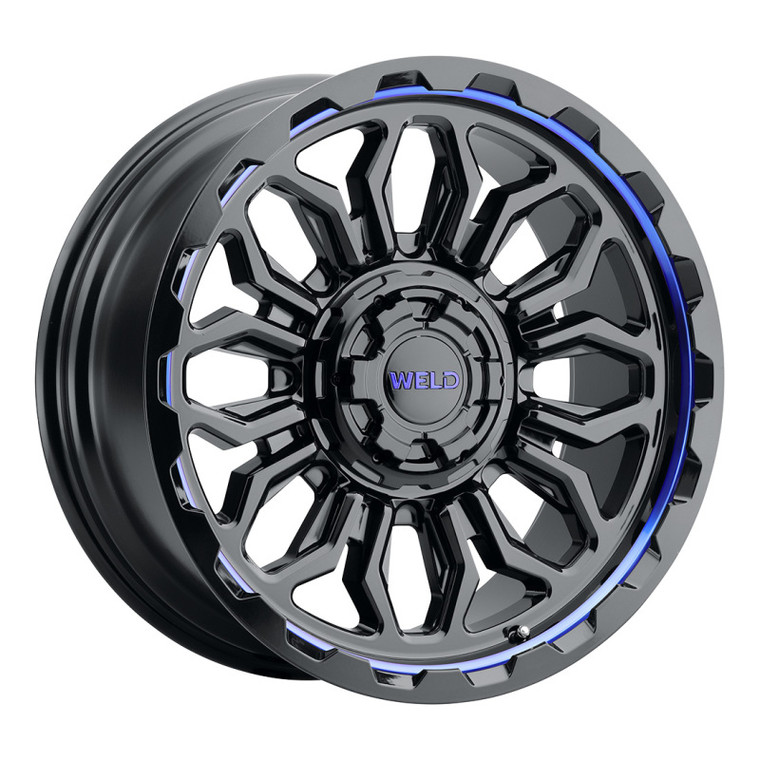 Weld W170 20X12 Flare 6X135 6X139.7 ET-44 BS4.75 Gloss Black MIL Blu 106.1