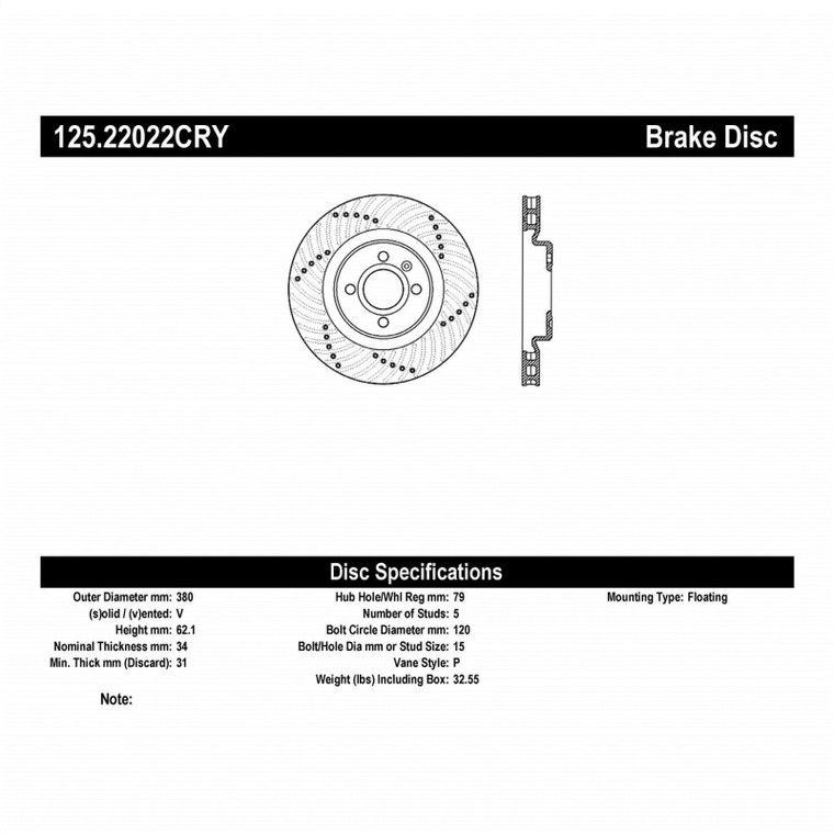 Centric 13-17 Land Rover Range Rover Premium High Carbon Brake Rotor - Front
