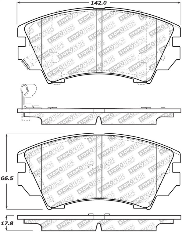 StopTech Street Select Brake Pads w/Hardware - Front 305.14040