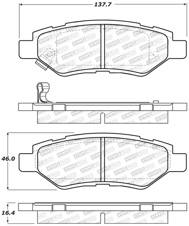 StopTech Street Select Brake Pads w/Hardware - Rear 305.13370