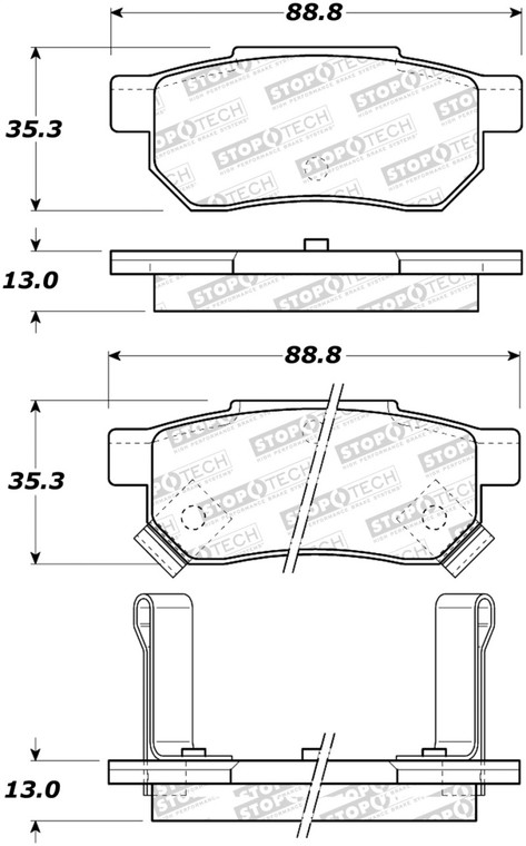 StopTech Sport Brake Pads w/Shims & Hardware - Rear 309.03741