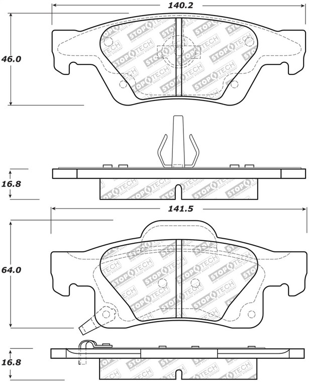 StopTech Street Select Brake Pads w/Hardware - Rear 305.14980