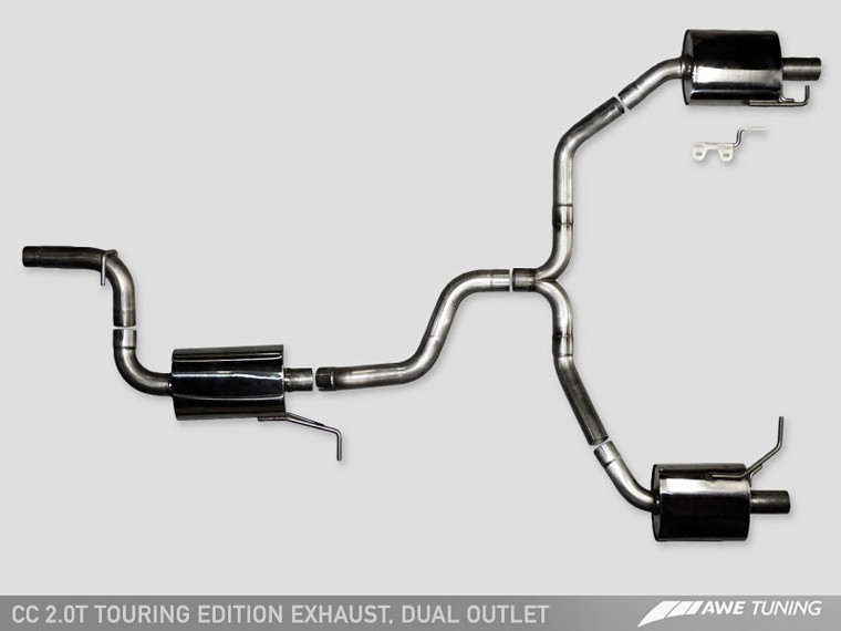 AWE Tuning VW CC Touring Edition Exhaust Dual Outlet - Diamond Black Tips