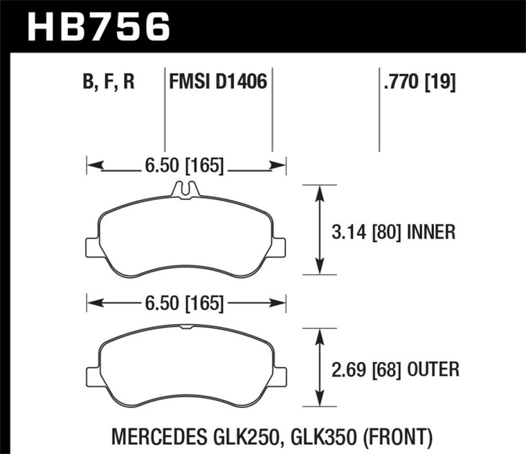 Hawk 10-15 Mercedes-Benz GLK350 / 13-15 Mercedes-Benz GLK250 HPS Street Front Brake Pads