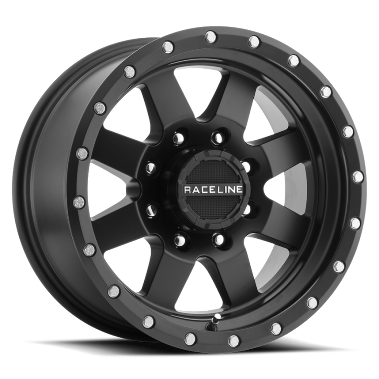 Raceline 935B Defender 18x9in / 6x139.7 BP / -12mm Offset / 107.95mm Bore - Satin Black Wheel