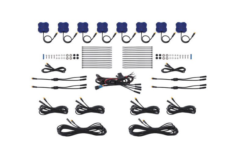 Diode Dynamics Stage Series Single Color LED Rock Light - Blue M8 (8-pack)
