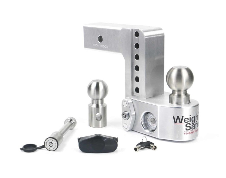 Weigh Safe 6in Drop Hitch w/Built-in Scale & 2.5in Shank (10K/18.5K GTWR) w/WS05 - Aluminum