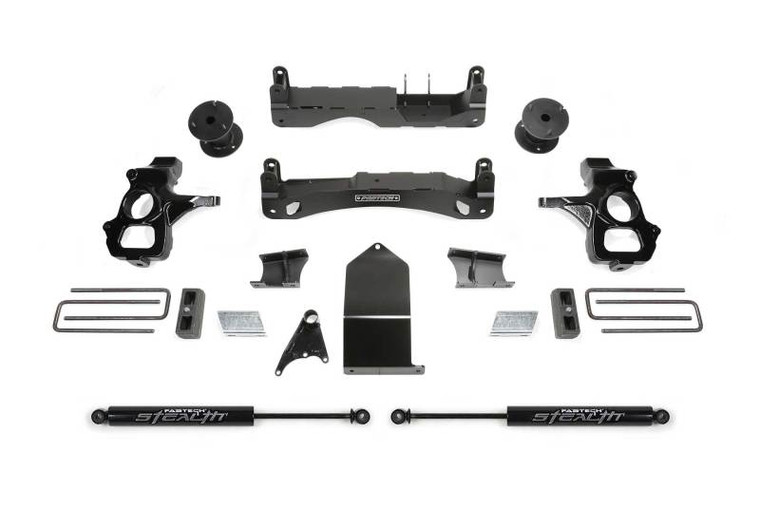 Fabtech 14-18 GM C/K1500 w/OE Alum. UCA 4in Basic System w/Stealth Shocks