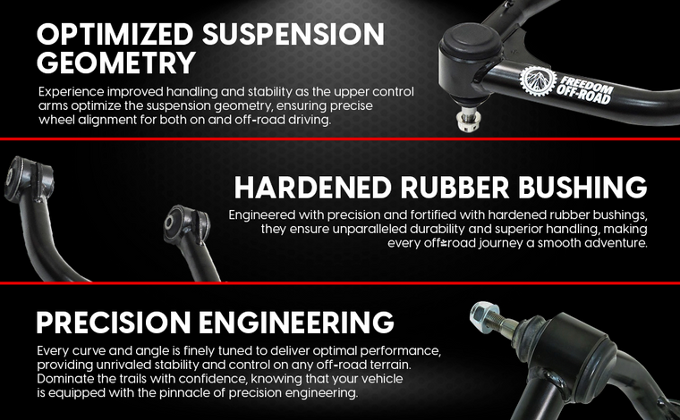 Front Upper Control Arms for 2-4 Inch Lift 21-24 F-15021-24 F-150 Raptor R and Tremor Freedom Off-Road