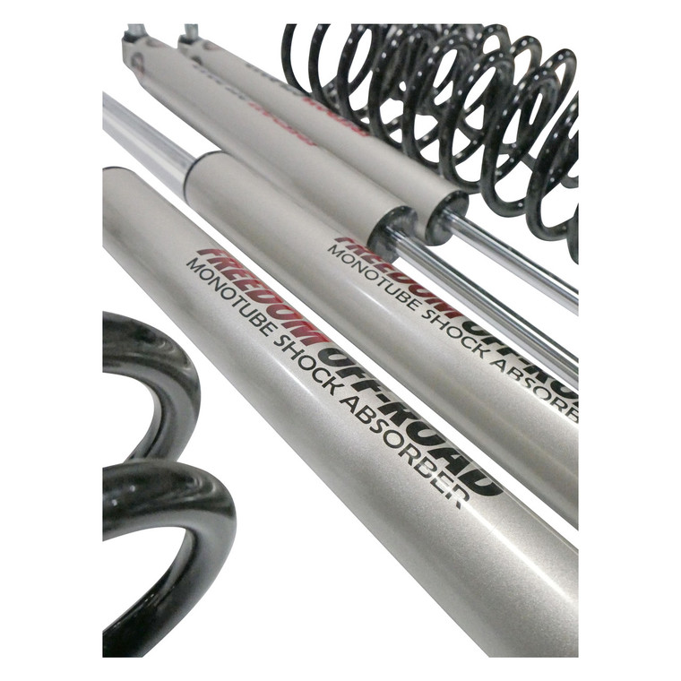07-18 Jeep JK Wrangler 4 Inch 4DR/4.5 Inch 2DR Lift w/ Coil Springs and Monotube Shocks Freedom Off Road 07-18 Jeep JK Wrangler 4 Inch 4DR/4.5 Inch 2DR Lift w/ Coil Springs and Monotube Shocks Freedom Off Road