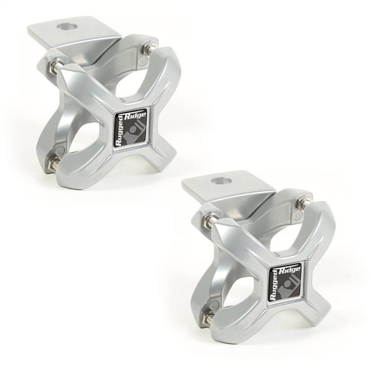 Rugged Ridge 1.25-2.0in Silver X-Clamp - Pair