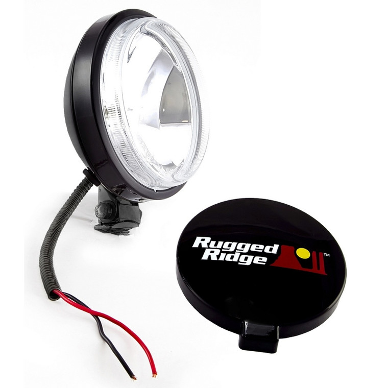 Rugged Ridge 6in Slim Halogen Light Black Steel Housing