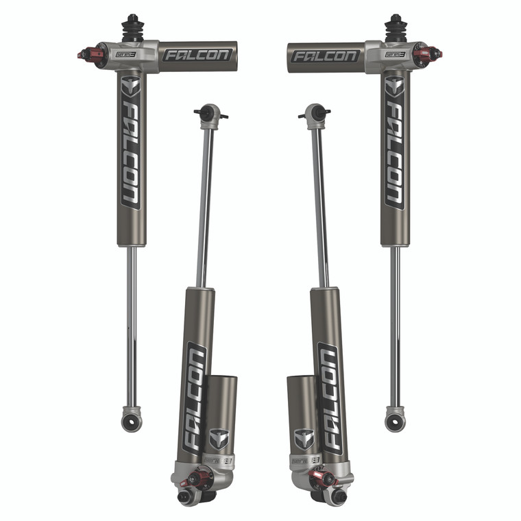 Falcon Series 3.3 Fast Adjust Piggyback ShocksFalcon Series 3.3 Fast Adjust Piggyback Shocks offer a wide range of adjustability with their easy to use three-position Fast Adjust Knob. Settings include soft medium and firm. The middle setting inco...