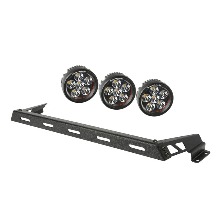 Rugged Ridge 07-18 Jeep Wrangler JK Black 3 Round LED Hood Mounted Light Bar Kit