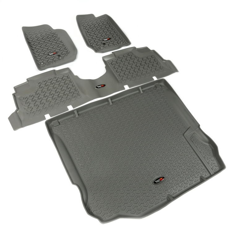 Rugged Ridge Floor Liner Front/Rear/Cargo Gray 2011-2018 Jeep Wrangler Unlimited JK 4 Dr