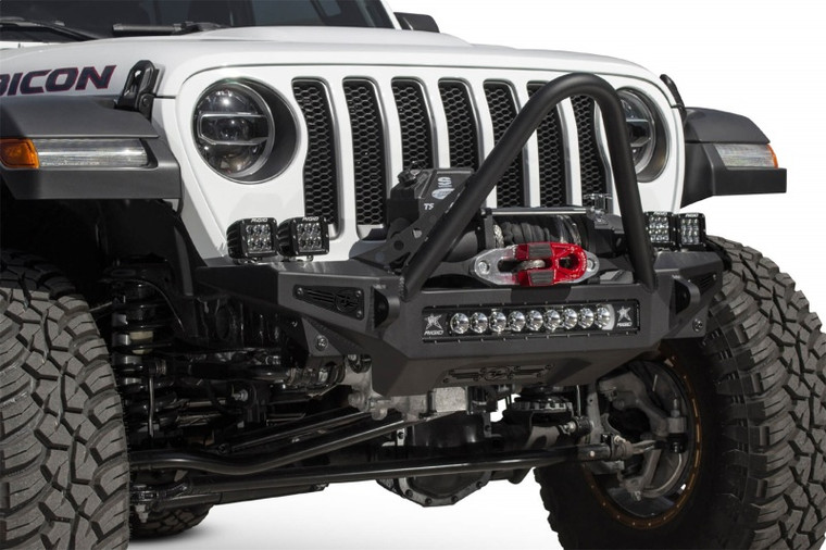 Addictive Desert Designs 2018 Jeep Wrangler JL Rock Fighter Front Bumper w/ Stinger Hoop