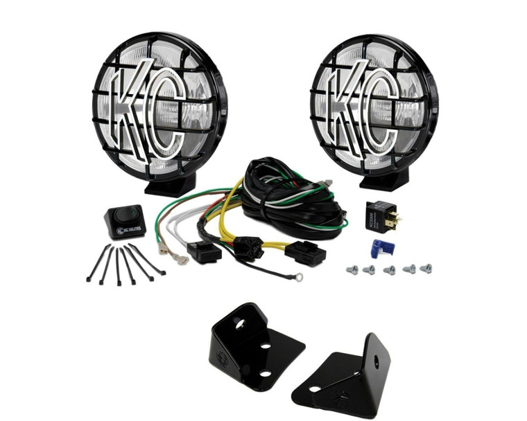 KC HiLiTES 07-18 Jeep JK A-Pillar Mount Light Kit w/Apollo Pro Halogen Lights 100w Spread Beam - Blk