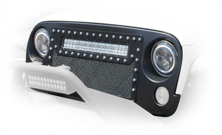 DV8 Offroad 07-18 Jeep Wrangler JK Mesh LED Grill w/o Light - Black