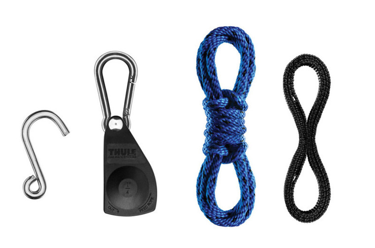 Thule QuickDraw Ratchet System (For Boat Bow/Stern) Includes (2) 13in. Rope & 4 Hooks - Black/Silver