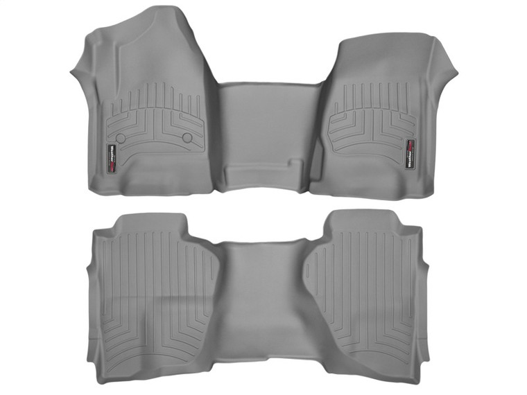 WeatherTech 14+ Chevrolet Silverado Front and Rear Floorliners - Over The Hump - Grey