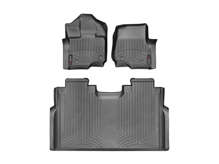 WeatherTech 2015+ Ford F-150 SuperCrew w/ Bench Seat Front Rear FloorLiner - Black