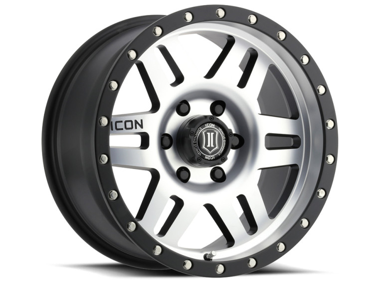 ICON Six Speed 17x8.5 6x5.5 0mm Offset 4.75in BS 108mm Bore Satin Black/Machined Wheel
