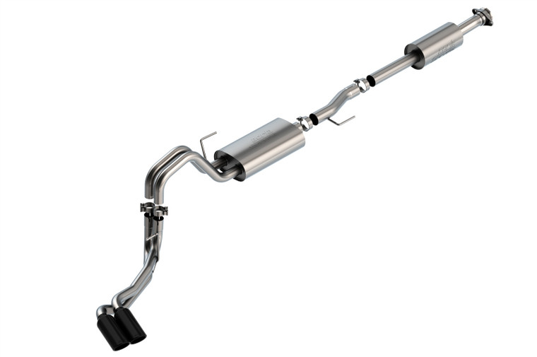 Borla F-150 2021 3.3L CC SB EC STB XL/XLT/LARIAT/KR/PLNM/LTD 3/2.25 DSE Cat-Back S-Type BLK CHR Tips