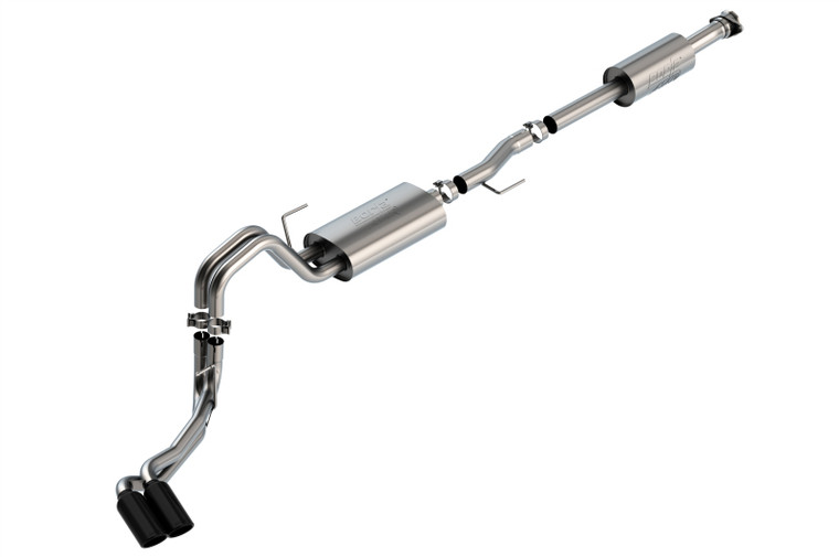Borla F-150 2021 3.3L CC SB EC STB XL/XLT/LARIAT/KR/PLNM/LTD 3/2.25 DSE Cat-Back ATAK Black CHR Tips