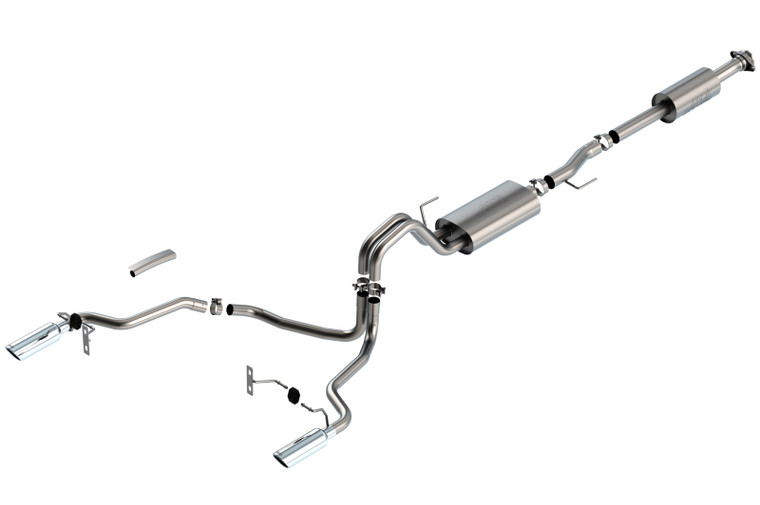 Borla F-150 2021 3.3L CC SB EC STB XL/XLT/LARIAT/KR/PLNM/LTD 3/2.25 SRE Cat-Back S-Type Chrome Tips