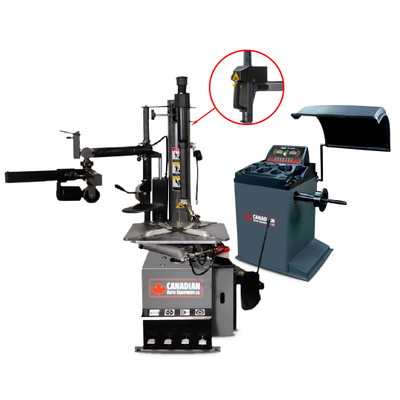 CAE-2765LH Tire Changer with Pneumatic Lock Lever & Left Hand Assist Arm & CAE-3019 Wheel Balancer with Manual Entry CAE-2765LH Tire Changer with Pneumatic Lock Lever & Left Hand Assist Arm & CAE-3019 Wheel Balancer with Manual Entry