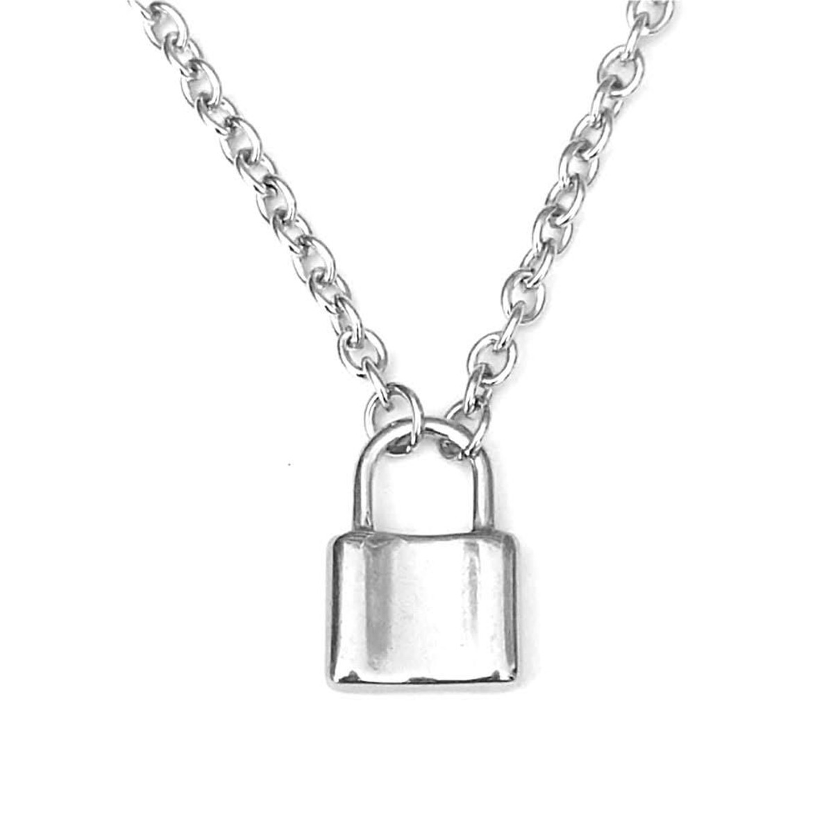 Stainless Steel Padlock Necklace Silver Padlock Necklace 