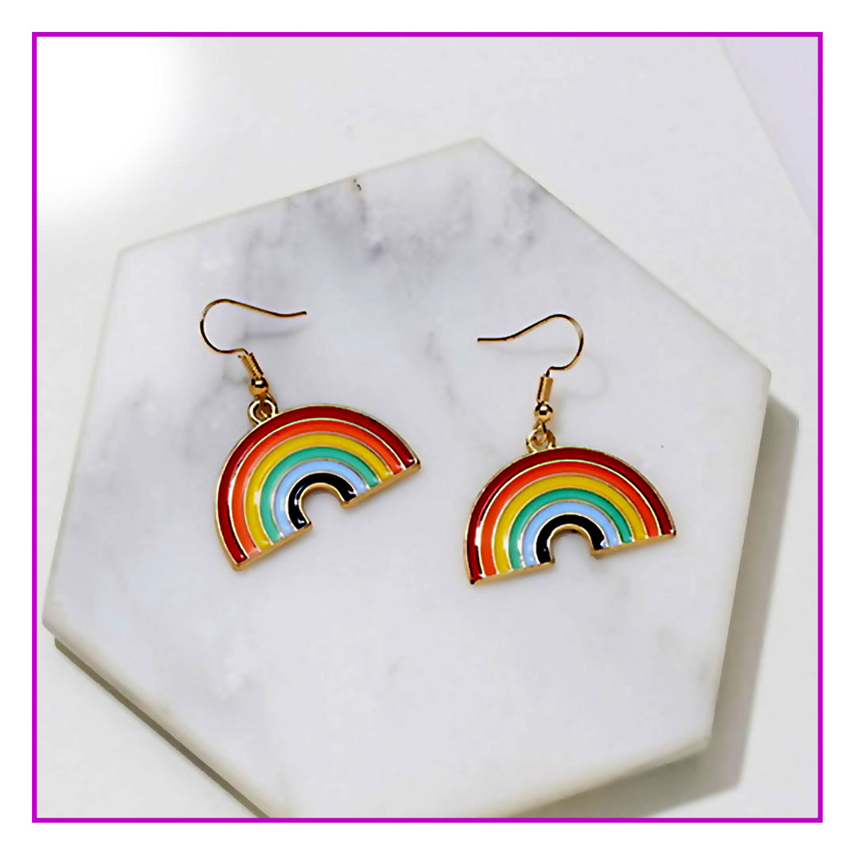 Rainbow Rhinestone Drop Earrings — Dish Rags Clothing