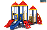 Tiger Tail commercial playground equipment front view shown in primary color scheme