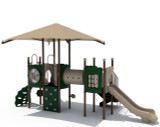 Early Explorer playground is designed for children ages 2 to 12,  back view display shown  in natural colors