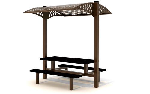 6ft Perforated Metal Picnic Table with Shade