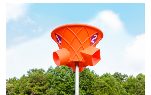 Triple Shoot play equipment shown in orange color option.