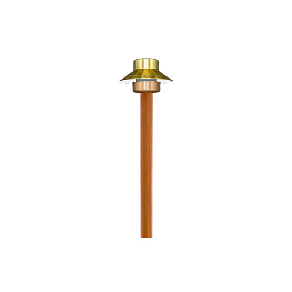 PATHFINDER4-30D Path Light with 4" Round Hat (Distressed Brass)
