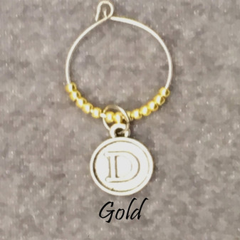 Round Alphabet Wine Charm-D