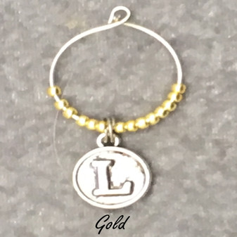 Round Alphabet Wine Charm-L