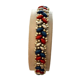 Patriotic super duo herringbone bracelet
