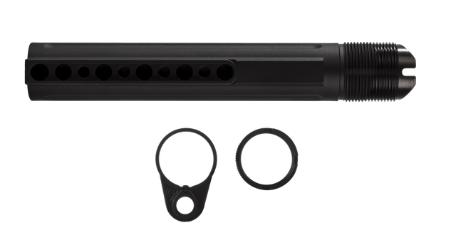 Enhanced Pistol Buffer Tube with Ratchet Lock Castlenut and Endplate