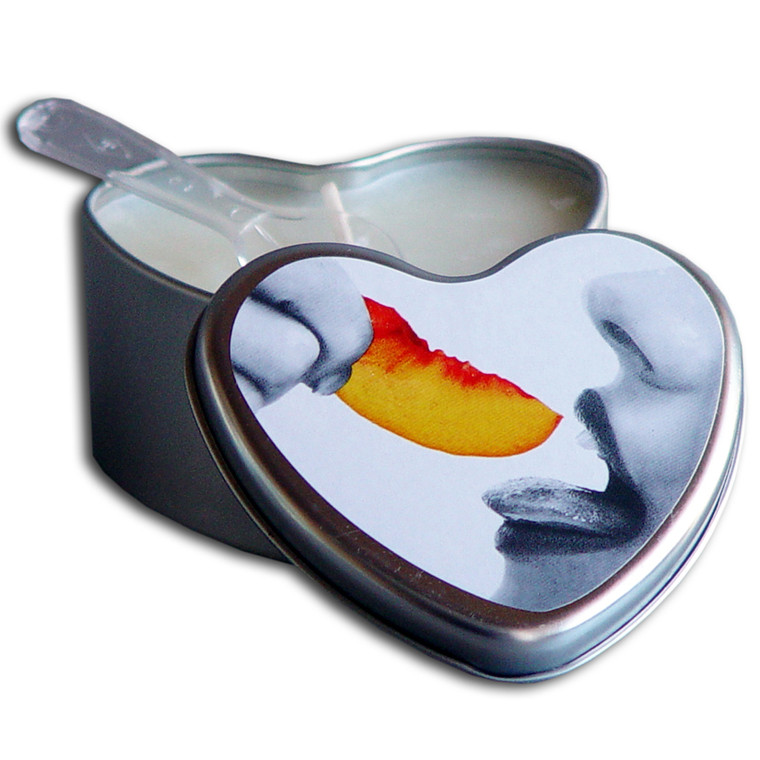 Earthly Body 4-in-1 Edible Heart Candle-Peach 4oz