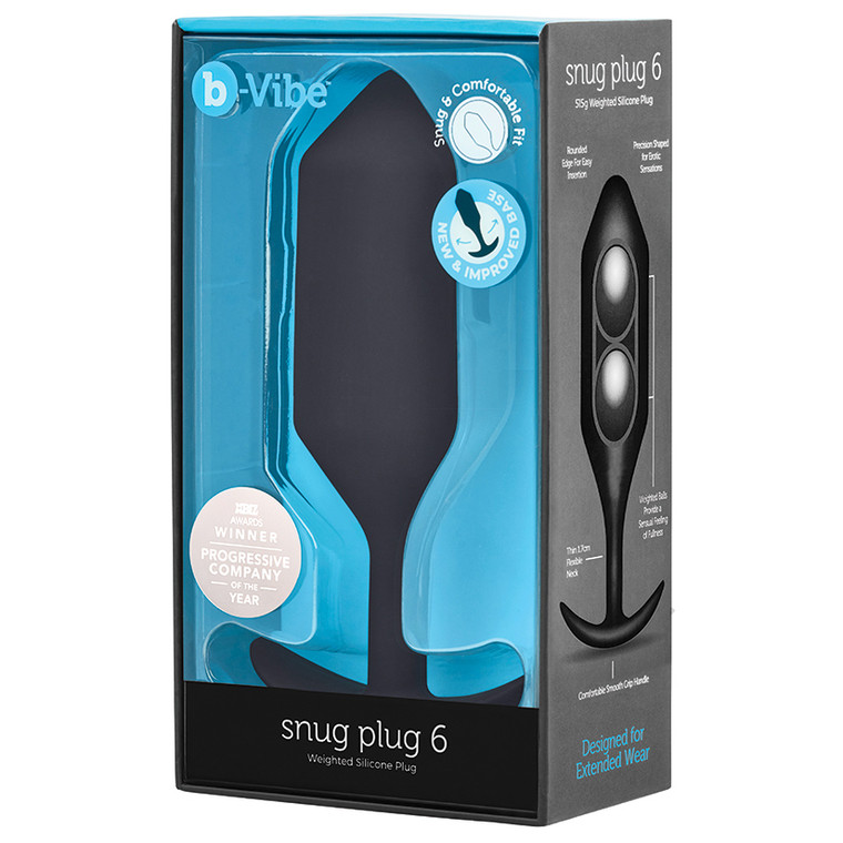 B-Vibe Snug Plug 6 - Black - Box Front