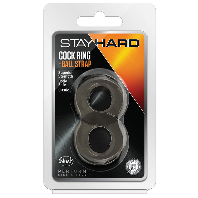 Stay Hard Cock Ring and Ball Strap  -  Black